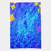 ブルーモダン抽象芸術ア絵を描ート キッチンタオル (縦)
