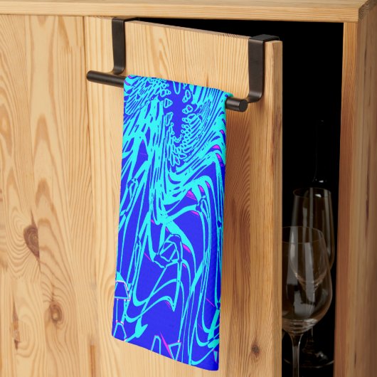 ブルーモダン抽象芸術ア絵を描ート キッチンタオル (三つ折り)