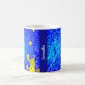 ブルーモダン抽象芸術ア絵を描ート コーヒーマグカップ (中央)