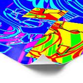 ブルーモダン抽象芸術ア絵を描ート ポスター (コーナー)