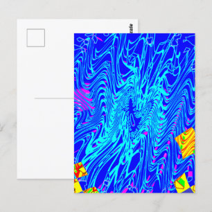 ブルーモダン抽象芸術ア絵を描ート ポストカード