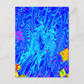 ブルーモダン抽象芸術ア絵を描ート ポストカード (正面)