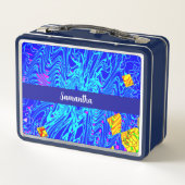 ブルーモダン抽象芸術ア絵を描ート メタルランチボックス (裏面)