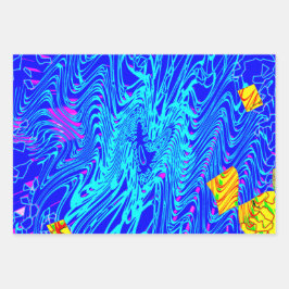 ブルーモダン抽象芸術ア絵を描ート ラッピングペーパーシート