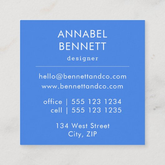 ブルーモダン抽象芸術スクエアビジネスカード スクエア名刺 (裏面)