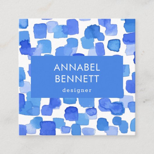 ブルーモダン抽象芸術スクエアビジネスカード スクエア名刺 (正面)