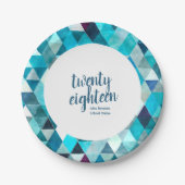 ブルーモダン抽象芸術卒業パーティープレート ペーパープレート (正面)