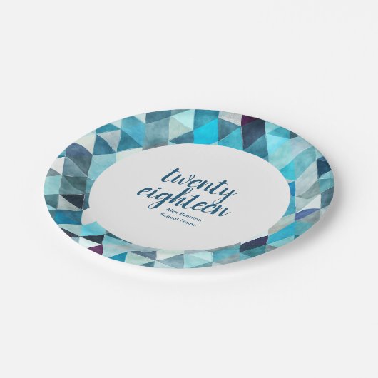 ブルーモダン抽象芸術卒業パーティープレート ペーパープレート (アングル)