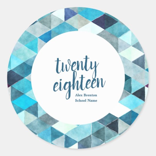 ブルーモダン抽象芸術大学院カスタムシール ラウンドシール (正面)