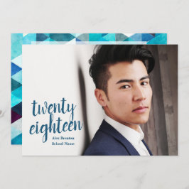 ブルーモダン抽象芸術大学院写真招待状 招待状