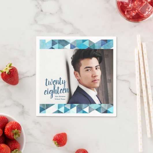 ブルーモダン抽象芸術紙ナプキンス スタンダードカクテルナプキン (インサイチュ)