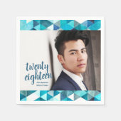 ブルーモダン抽象芸術紙ナプキンス スタンダードカクテルナプキン (正面)