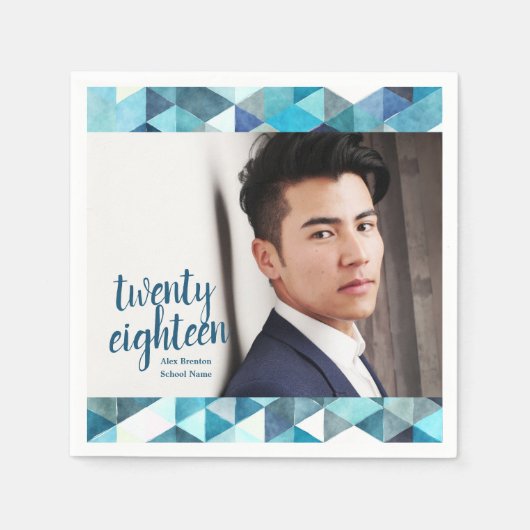 ブルーモダン抽象芸術紙ナプキンス スタンダードカクテルナプキン (正面)