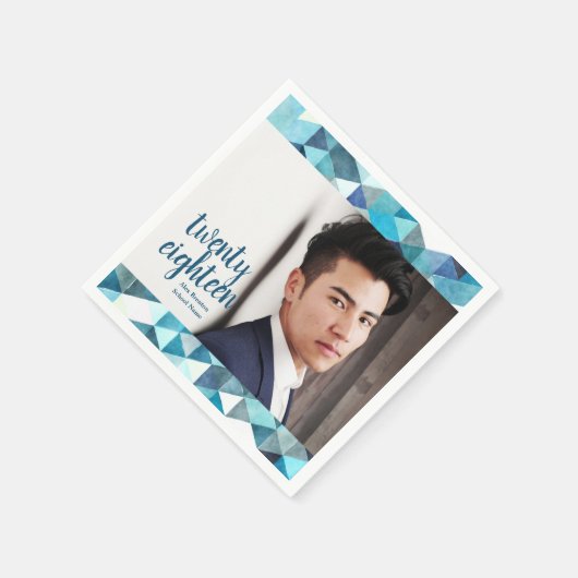 ブルーモダン抽象芸術紙ナプキンス スタンダードカクテルナプキン (角)