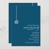 ブルーモダン星形五角形ベビーウィッカニングセレモニー 招待状 (正面/裏面)