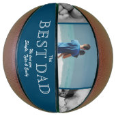 ブルーモダン最高のパパ父の日3写真コラージュ バスケットボール (縦)