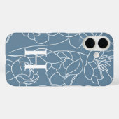 ブルーモダン水彩野の花モノグラム Case-Mate iPhoneケース (裏面 (横))