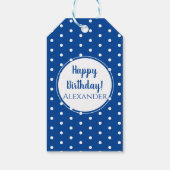 ブルーモダン水玉模様ハッピーバースデー ギフトタグ (裏面)