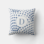 ブルーモダン水玉模様モノグラム クッション (裏面)