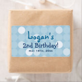 ブルーモダン水玉模様誕生日ウォーターボトルラベル ラベル (インサイチュ)