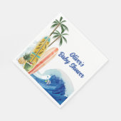 ブルーモダン海ウェーブサーフボードベビーシャワー スタンダードランチョンナプキン (角)