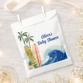 ブルーモダン海ウェーブサーフボードベビーシャワー フェイバーバッグ