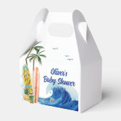 ブルーモダン海ウェーブサーフボードベビーシャワー フェイバーボックス (裏面サイド)