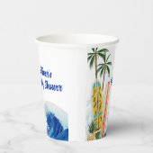 ブルーモダン海ウェーブサーフボードベビーシャワー 紙コップ (右)