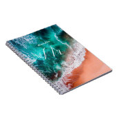 ブルーモダン海ビーチモノグラム ノートブック (右側)