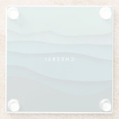 ブルーモダン海波沿岸贈り物 ガラスコースター (裏面)