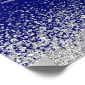 ブルーモダン王室のシルバーグリッター結婚ズ ポスター (角)