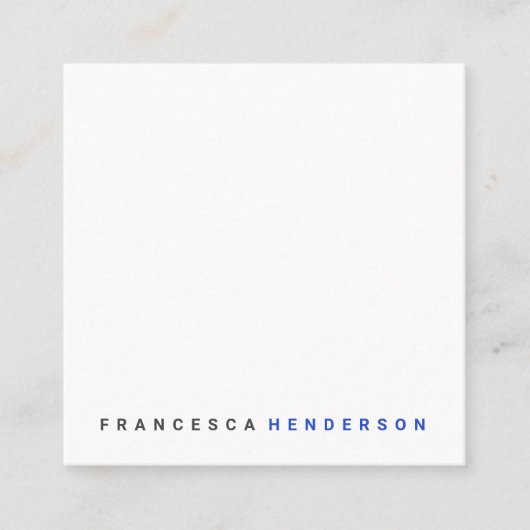 ブルーモダン王室のトレンディーミニマルシンプルリスト スクエア名刺 (正面)