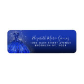 ブルーモダン王室の金ゴールドグリッターガウンキンセアニェラ ラベル (正面)