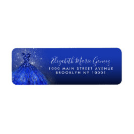 ブルーモダン王室の金ゴールドグリッターガウンキンセアニェラ ラベル