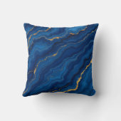 ブルーモダン王室の金ゴールドマーブルコレクション クッション (裏面)