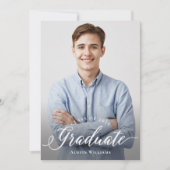 ブルーモダン王室の&金ゴールド卒業式パーティーフォト 招待状 (正面)