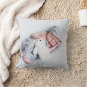 ブルーモダン男の赤ちゃんフォトモノグラム クッション (ブランケット)