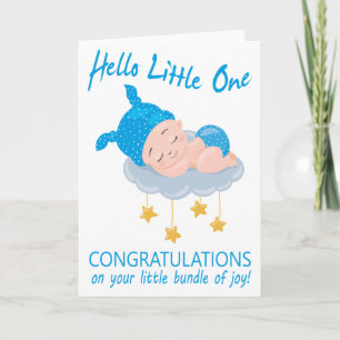 ブルーモダン男の赤ちゃんI新生児おめでとう カード