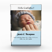 ブルーモダン私のゴッドファーザーのバプテスマになるベビー フォトブロック (正面)