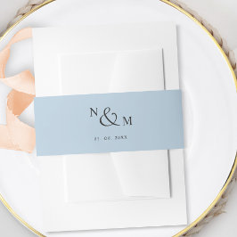 ブルーモダン結婚式招待状シンプルベリーバンド 招待状ベリーバンド