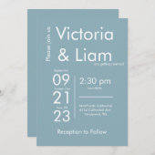 ブルーモダン結婚式招待状 シーズンカード (正面/裏面)