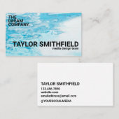 ブルーモダン絵を描(ばちゃばちゃ)跳ねるトレンディー 名刺 (正面/裏面)