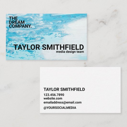 ブルーモダン絵を描(ばちゃばちゃ)跳ねるトレンディー 名刺 (正面/裏面)