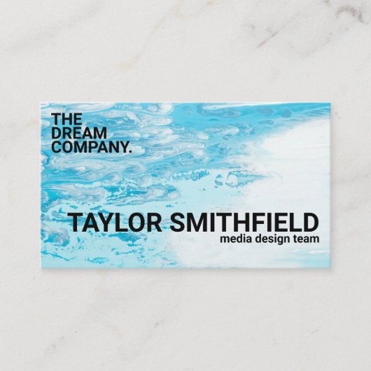 ブルーモダン絵を描(ばちゃばちゃ)跳ねるトレンディー 名刺 (正面)