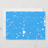 ブルーモダン絵を描(ばちゃばちゃ)跳ねる写真卒業 案内状 (裏面)