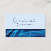 ブルーモダン美しいサロンヘアメイクアップアーティスト 名刺 (正面)