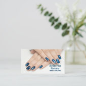 ブルーモダン美しいマニキュリストネイルサロン 名刺 (スタンド正面)