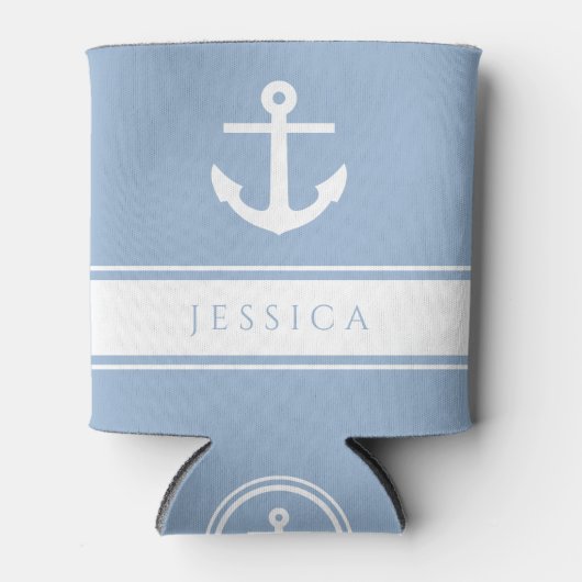 ブルーモダン航海のいかり名前をカスタムする 缶クーラー (正面)