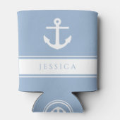 ブルーモダン航海のいかり名前をカスタムする 缶クーラー (裏面)