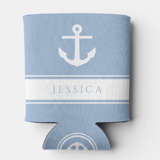 ブルーモダン航海のいかり名前をカスタムする 缶クーラー (裏面)